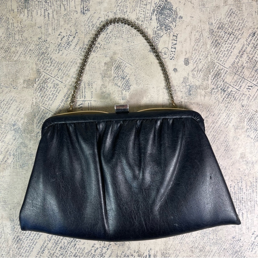 Vintage Ande Handbag Leather Purse Retro Shoulder Bag Chain Handle Evening Bag